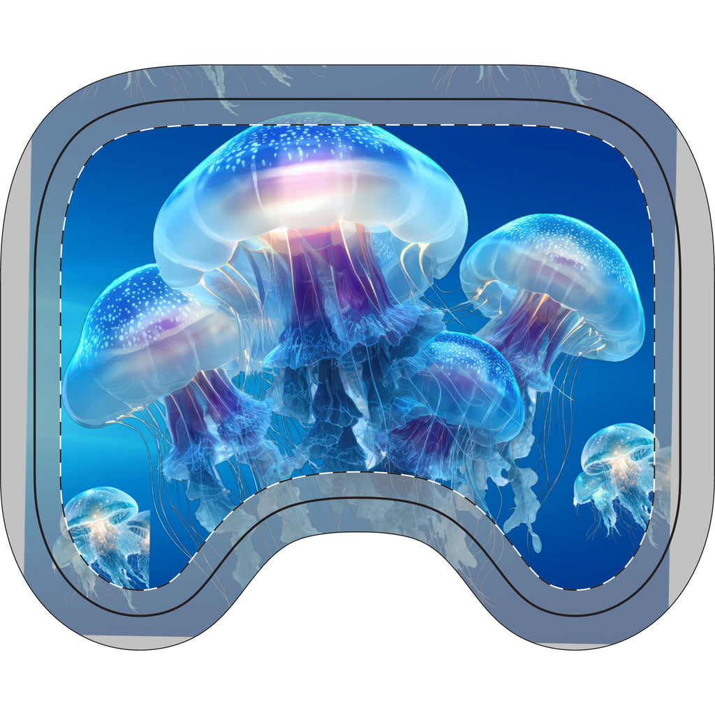 Jellyfish Bathroom Set – Ocean Blue 3-Piece Rug & Lid Cover Set