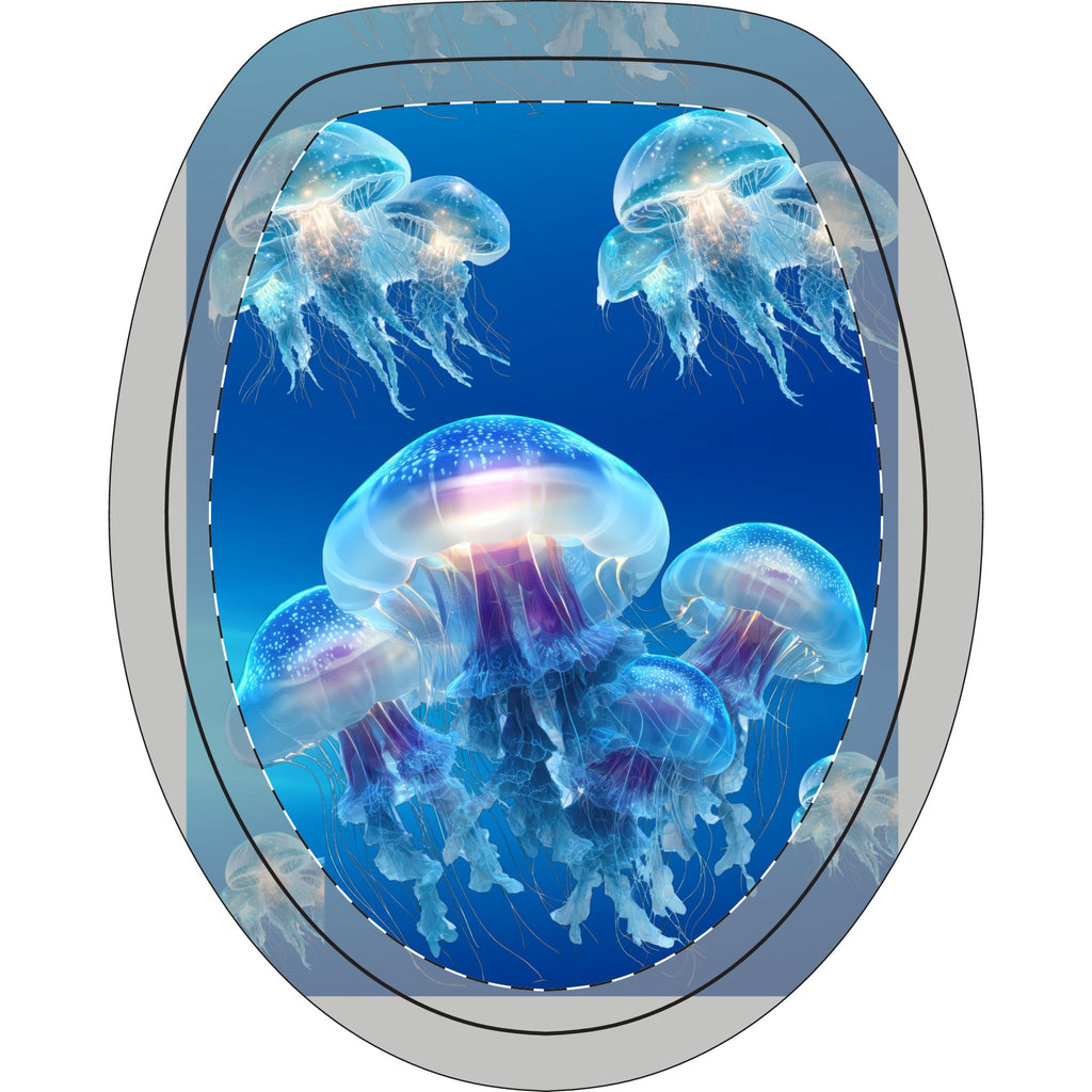 Jellyfish Bathroom Set – Ocean Blue 3-Piece Rug & Lid Cover Set