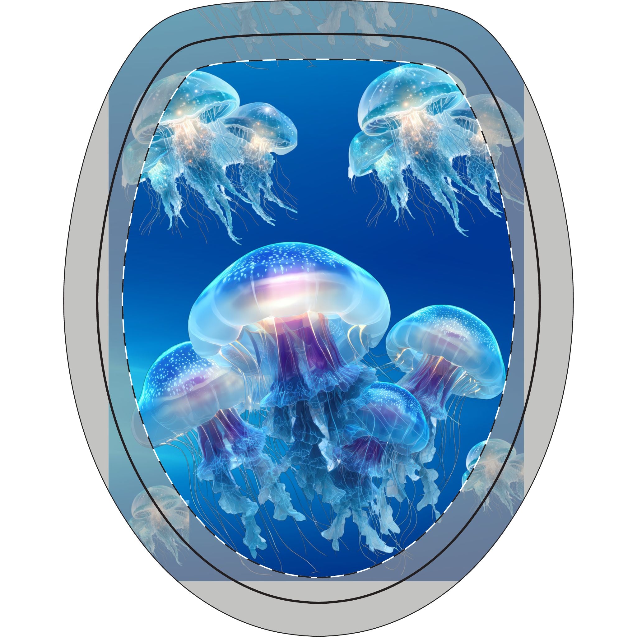 Jellyfish Bathroom Set – Ocean Blue 3-Piece Rug & Lid Cover Set